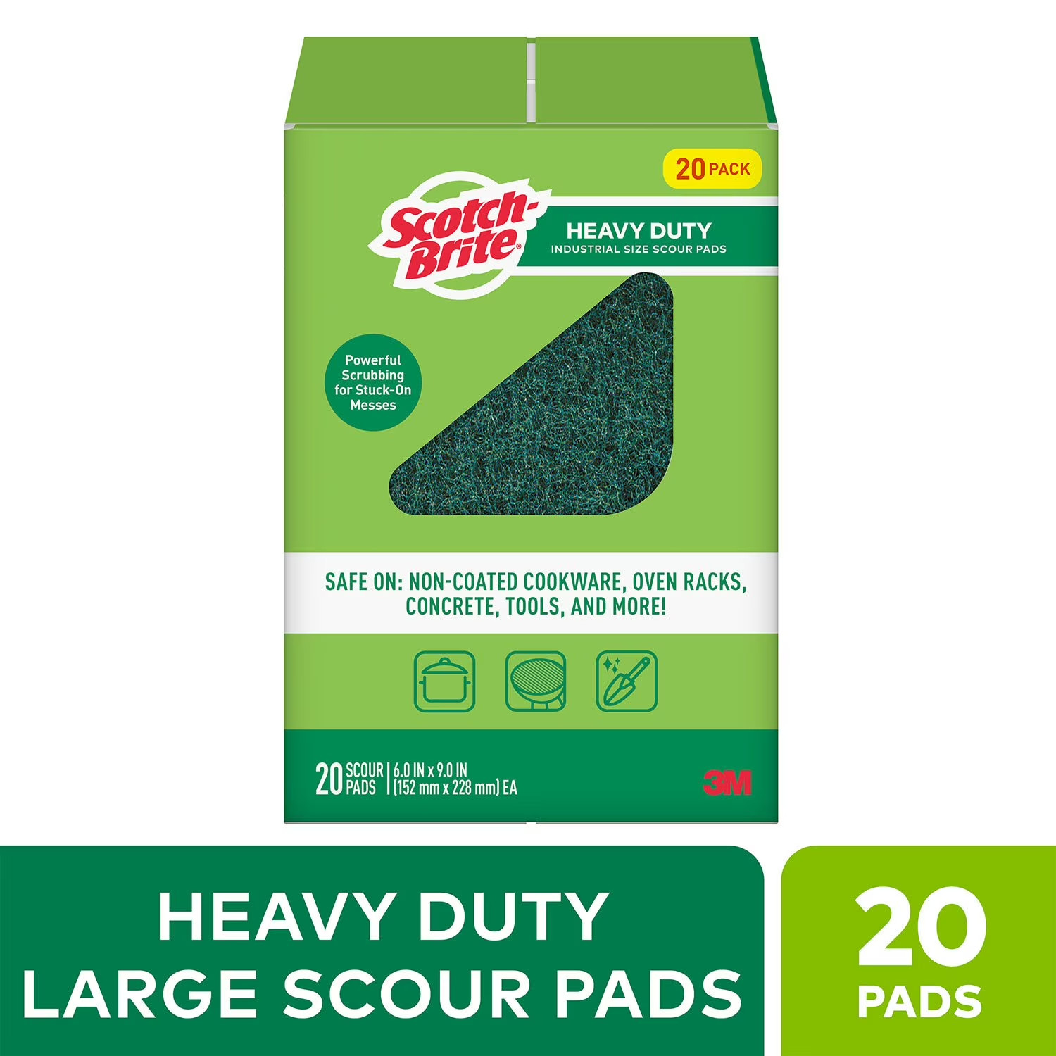 Scotch-Brite Heavy Duty Industrial Sized Scour Pads (20ct) Free Shipping