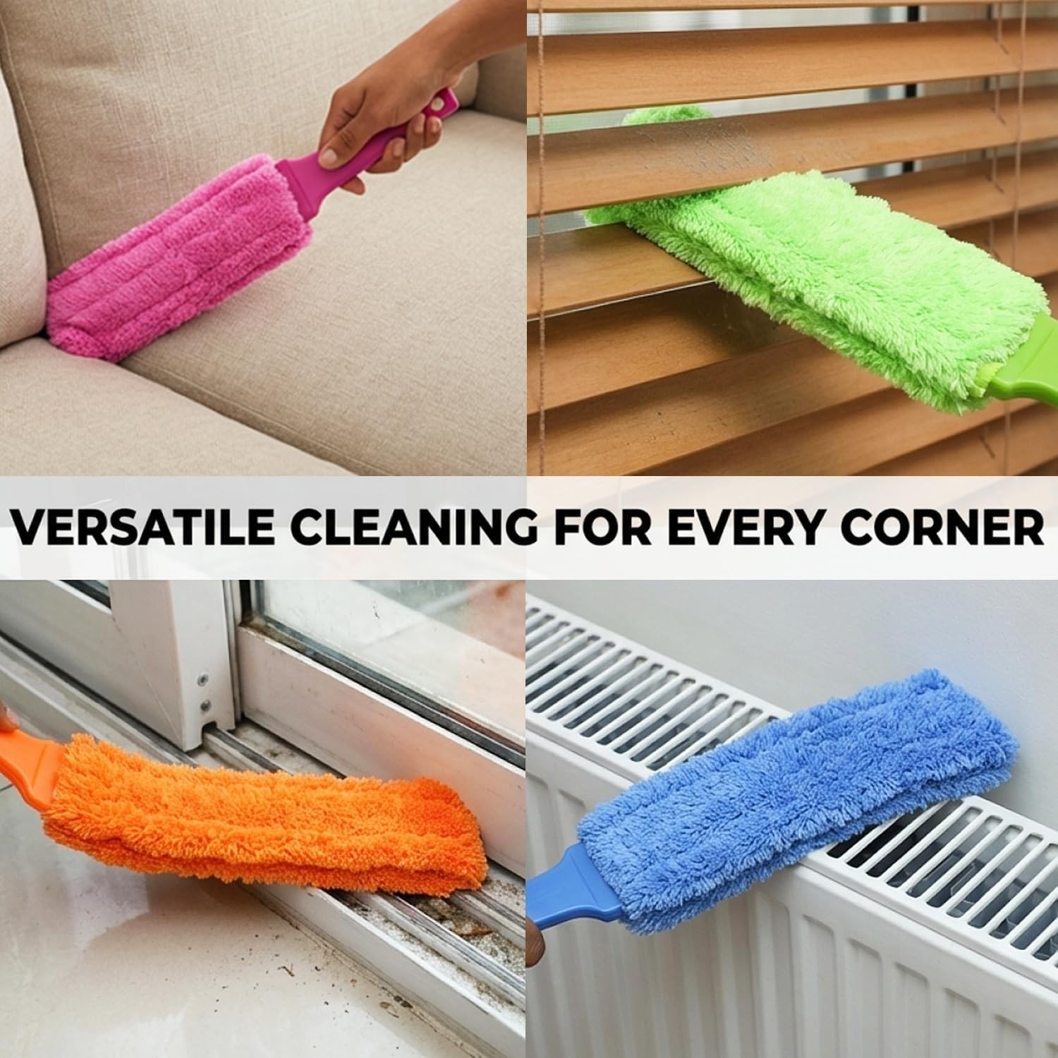 4 Pack 15 inch Reuseable Microfiber Feather Duster, Blind Duster, Gap Duster,…
