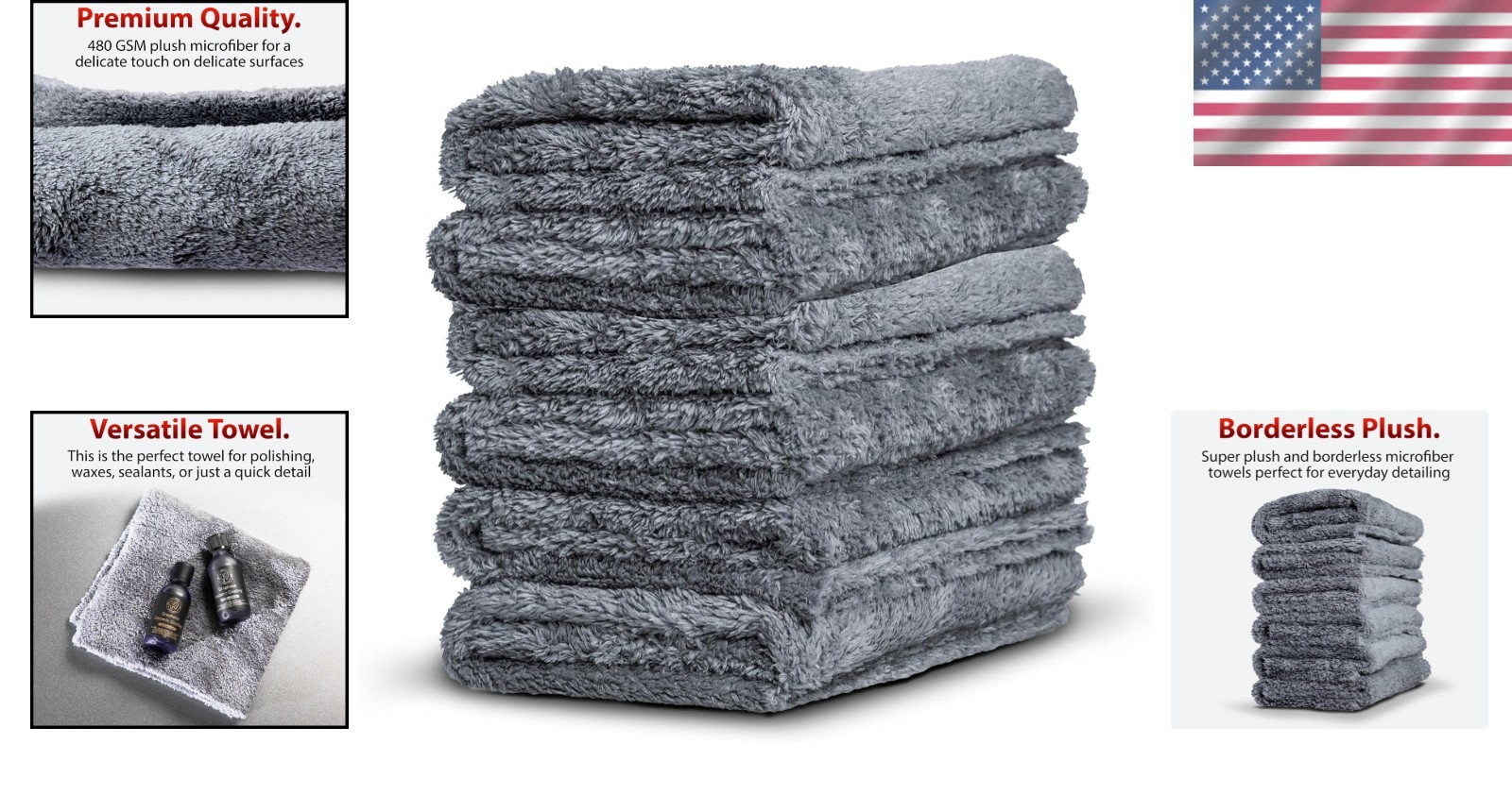 Adam’s 6pk Grey Microfiber Towels – Ultra Soft, Scratch-Free 16×16 for Versat…