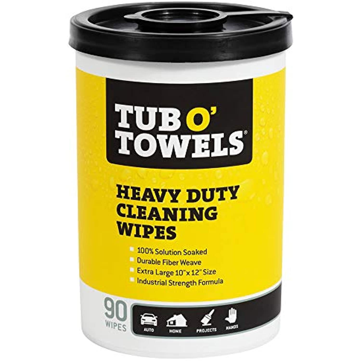 Tub O Towels TW90 Heavy-Duty 10″ x 12″ Size Multi-Surface Cleaning Wipes, 90