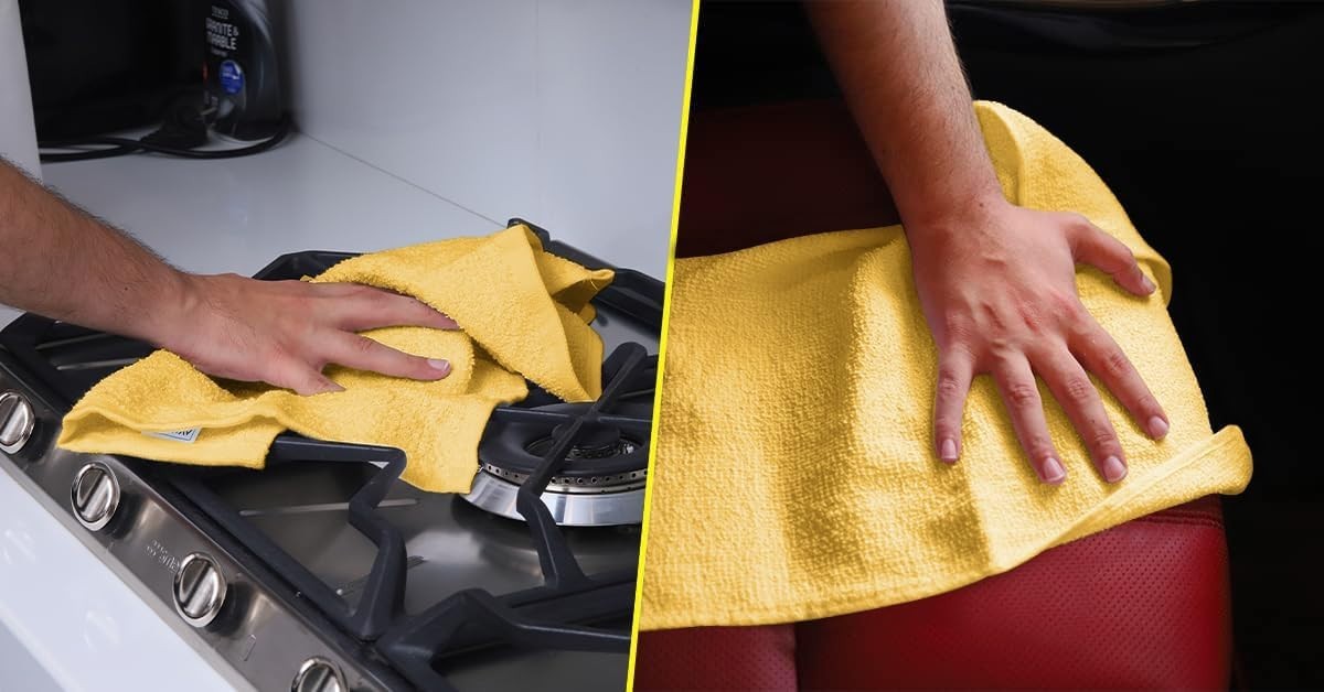 Reusable Cleaning Rags 60 Pack – Durable Yellow Bar Towels