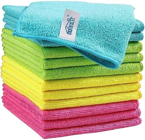 HOMEXCEL Microfiber Cleaning Cloth,12 Pack Cleaning Rag,Cleaning Towels with 4 C