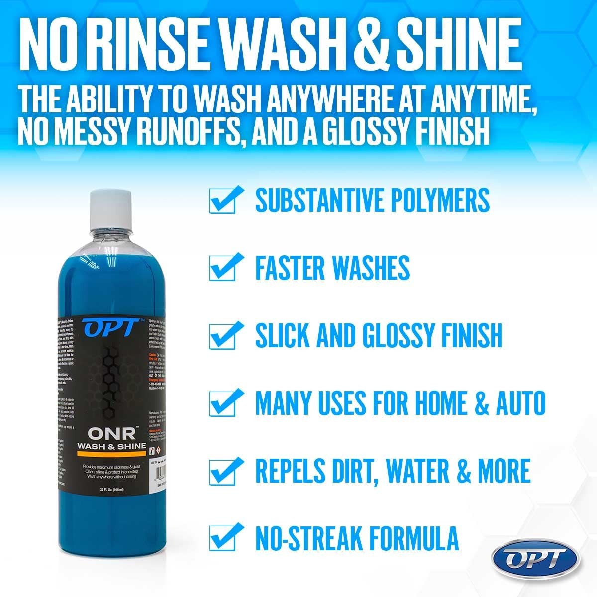 Optimum No Rinse Wash and Shine Version 6 – ONR 128 Fl Oz (Pack of 1), Blue