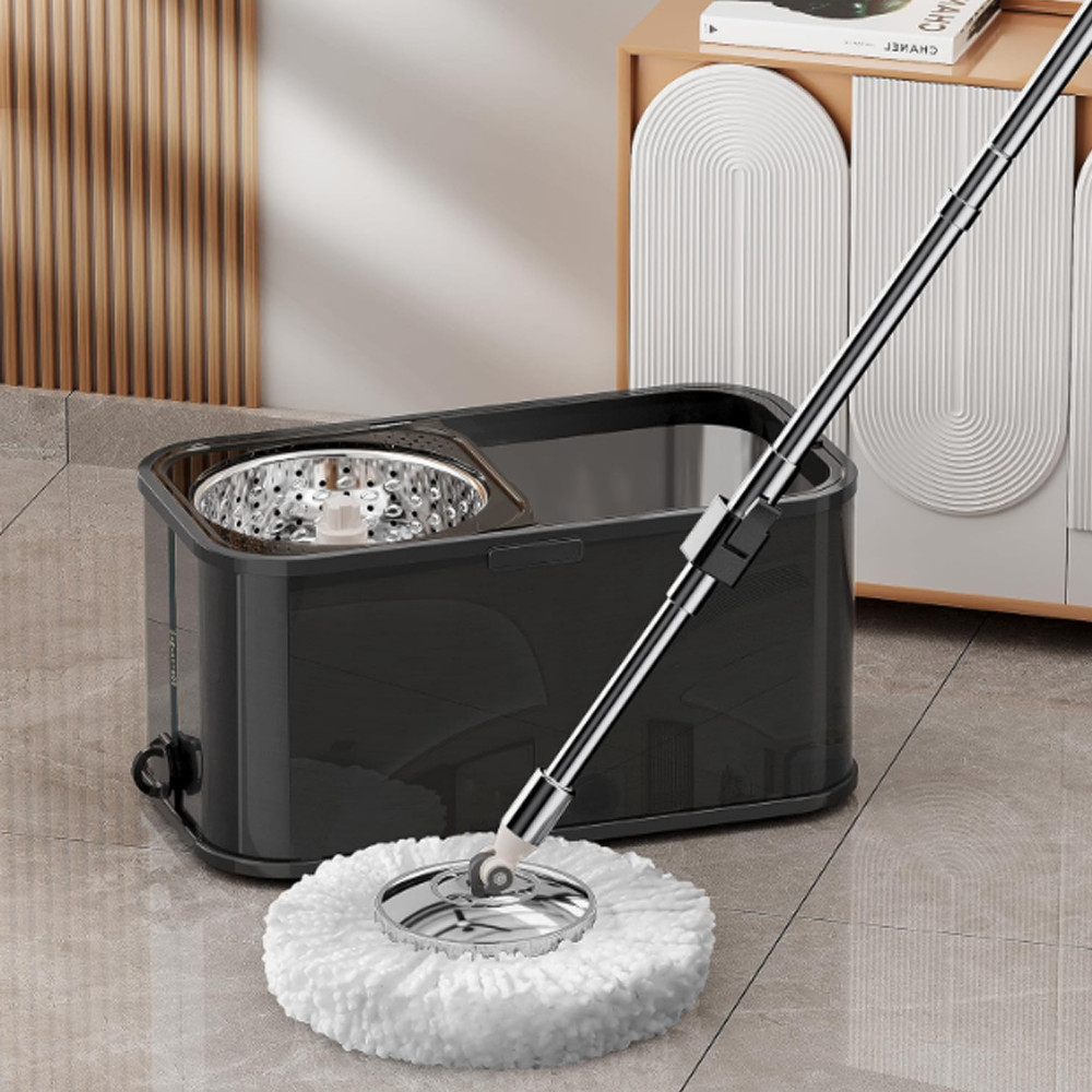 360 Spin Mop Bucket Set Stainless Steel Wringer 2/4/6 Heads Refill