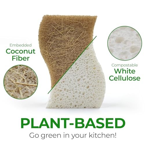 AIRNEX Natural Kitchen Sponges 12 Pack Biodegradable