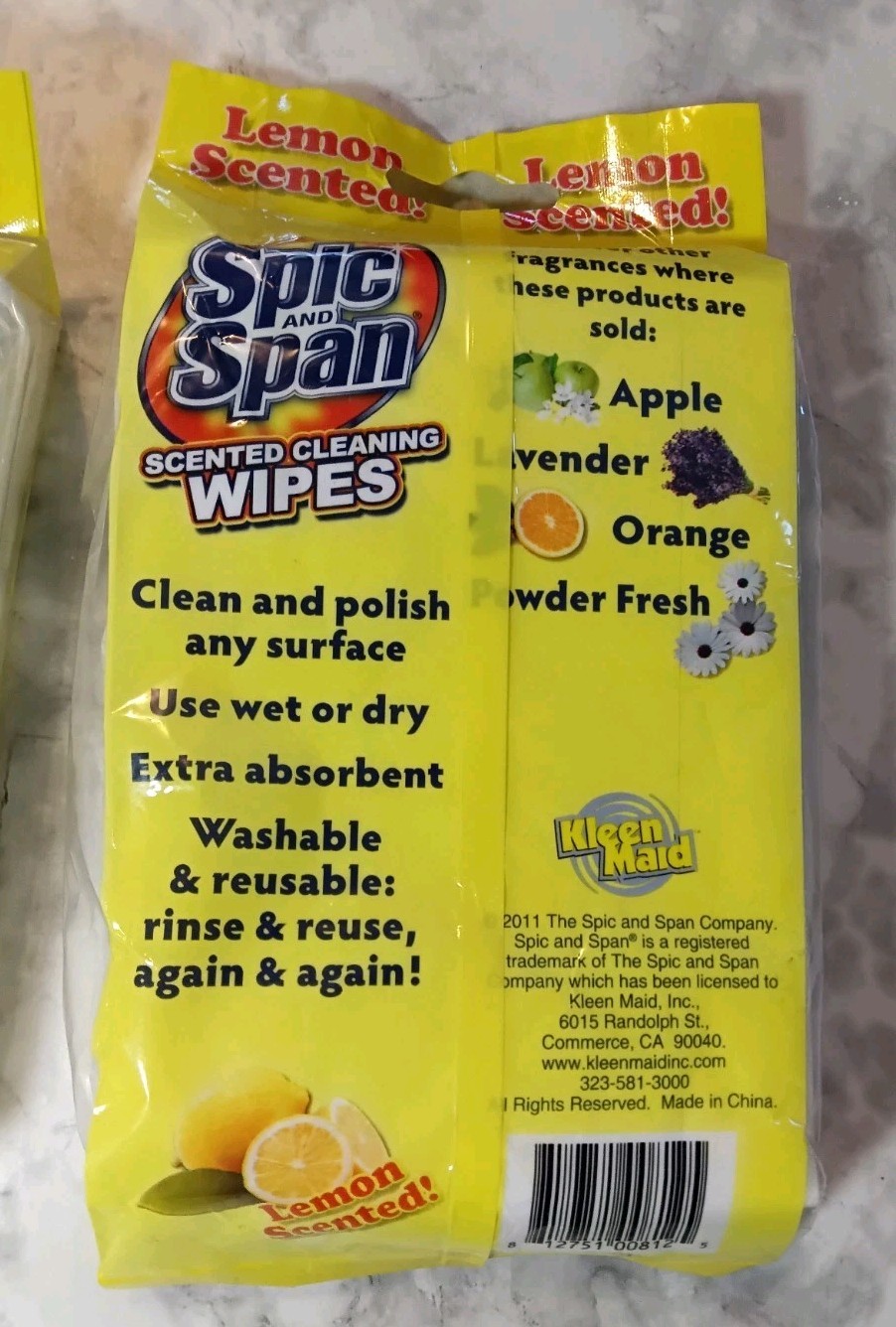3 Spic And Span Scented Cleaning Wipes 6 Packs 2 Lemons, 1 Lavender New