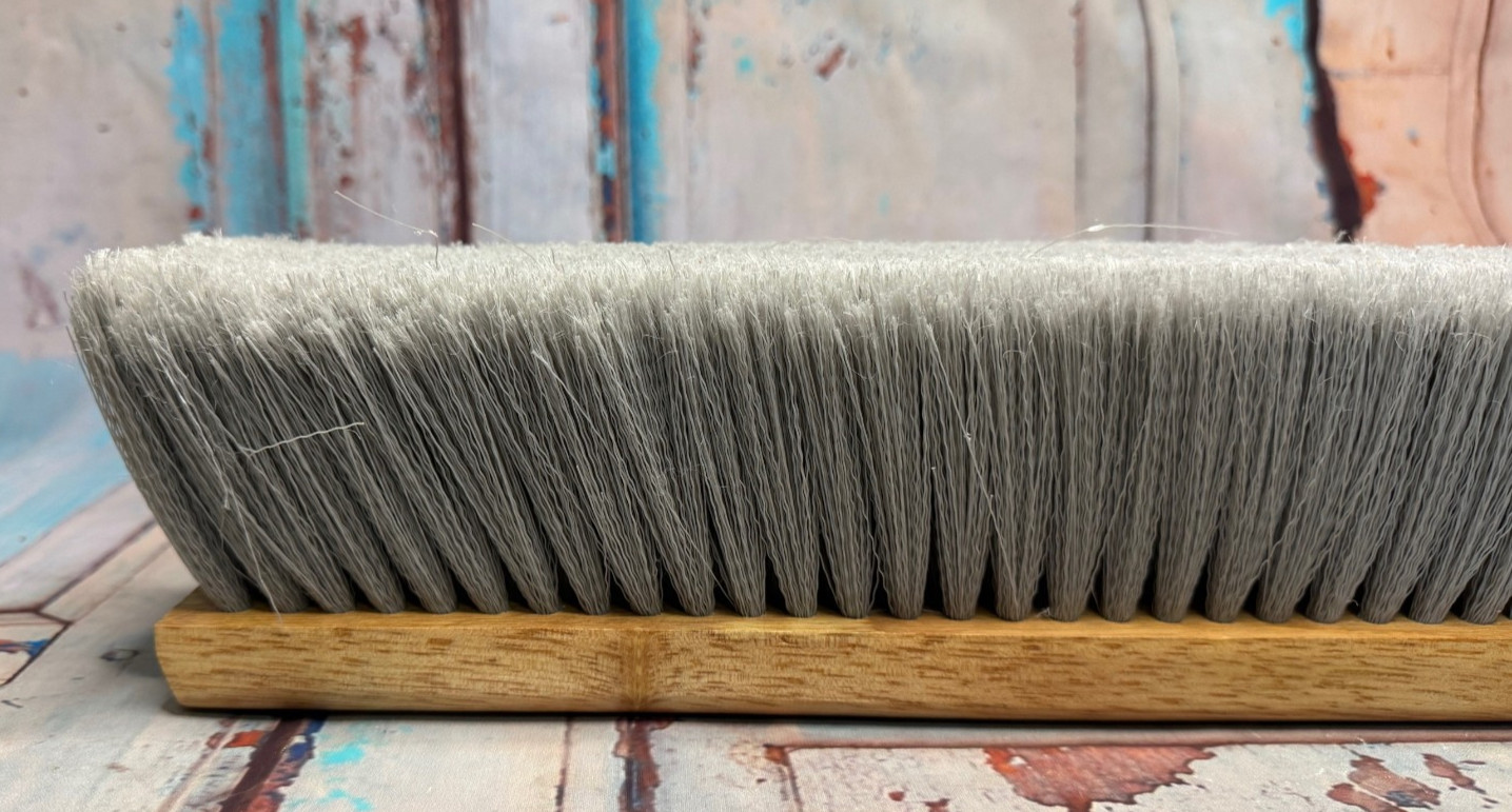 24 in. Polypropylene Broom Fine Sweep Flagged with 3 in. Trim Grey Gray
