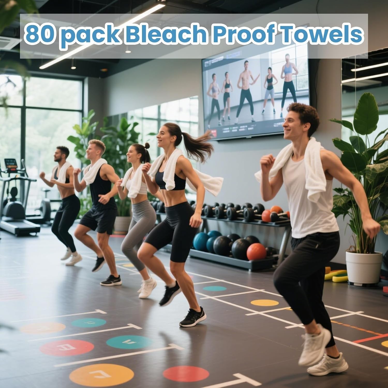 80 Pack Hand Towels Bulk 16 x 27 Inch Facial Bleach Proof Towels for Gym, Spa,