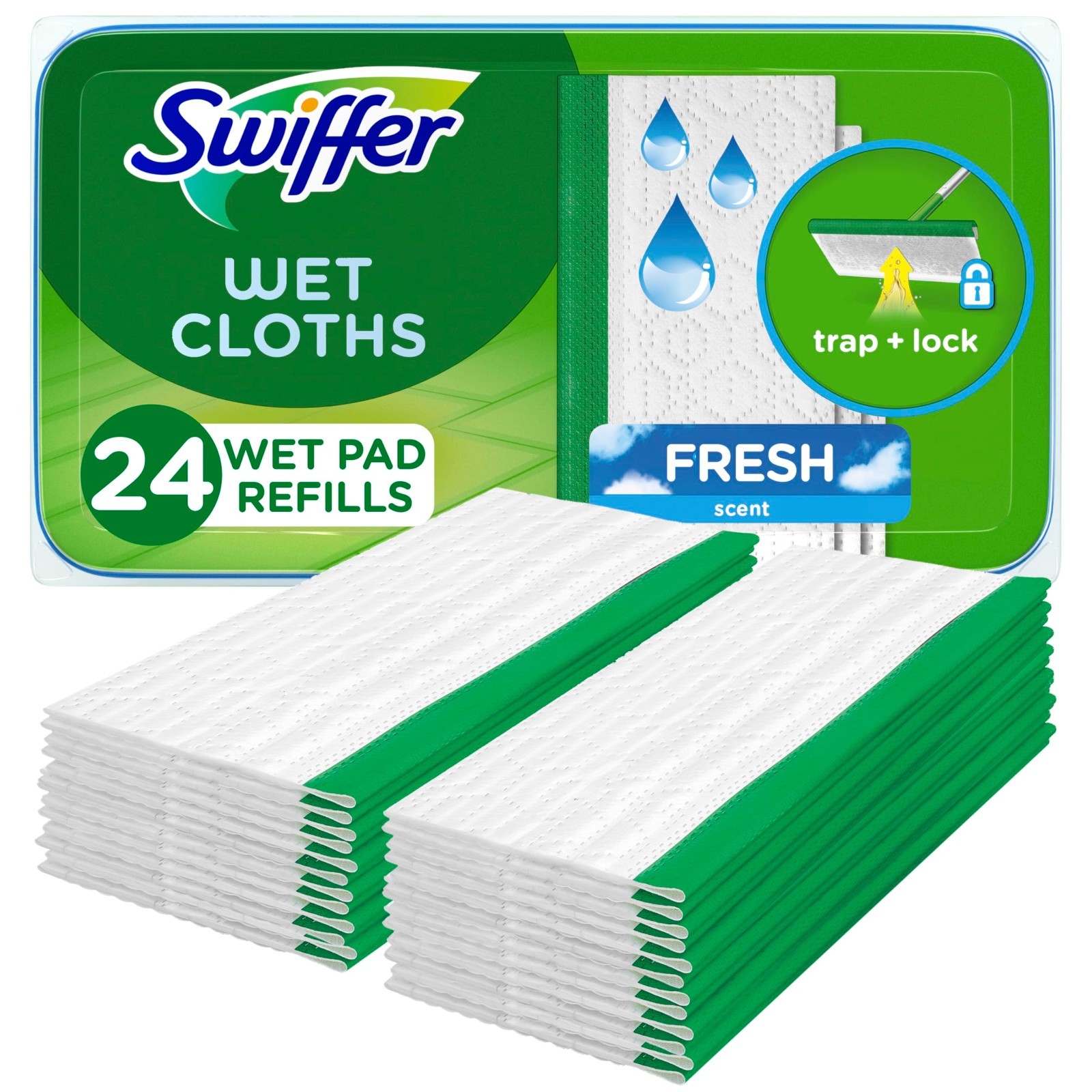 New Pack Of 24 Count Swiffer Sweeper Wet Mopping Cloths Fresh Scent Fast Ship