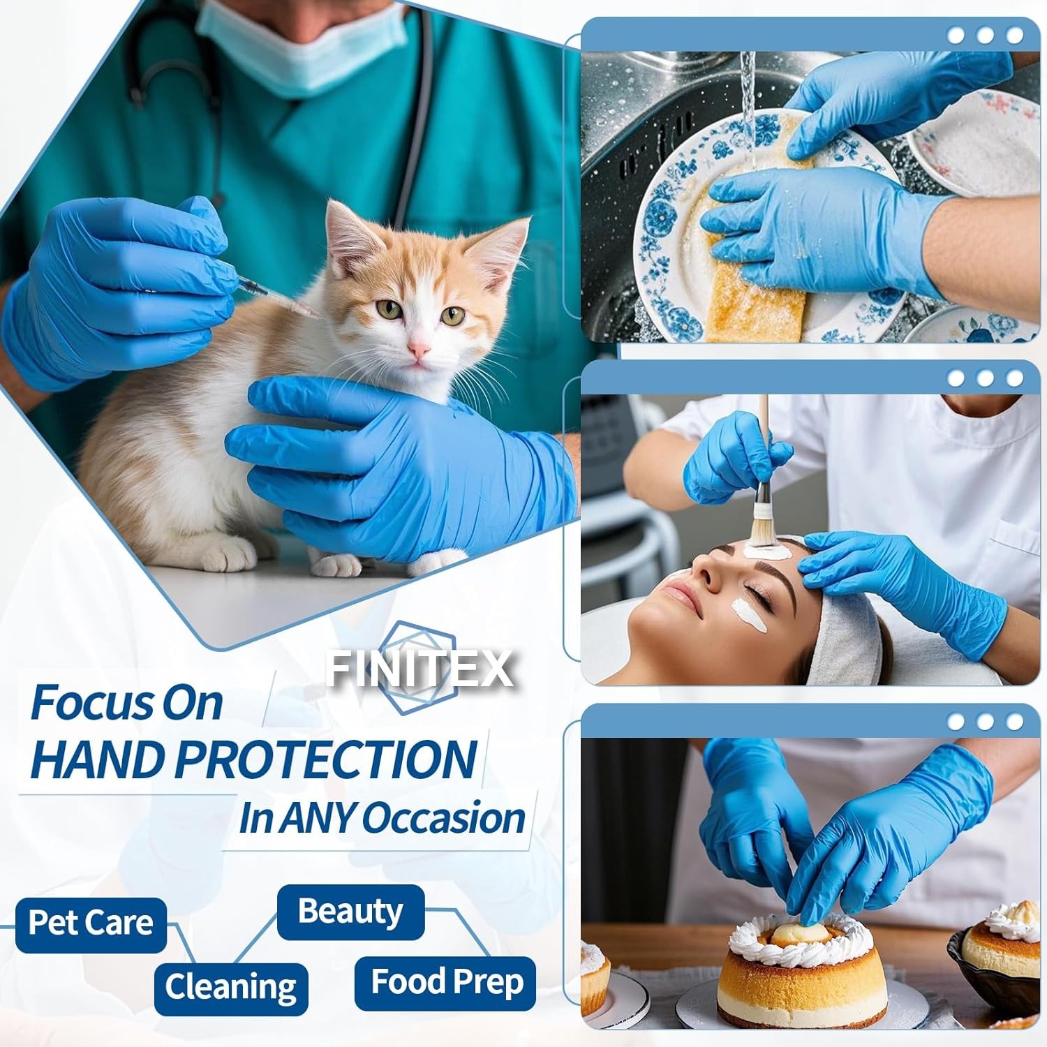 Blue Disposable Nitrile Exam Gloves – 200 PCS/BOX 3.5mil Rubber
