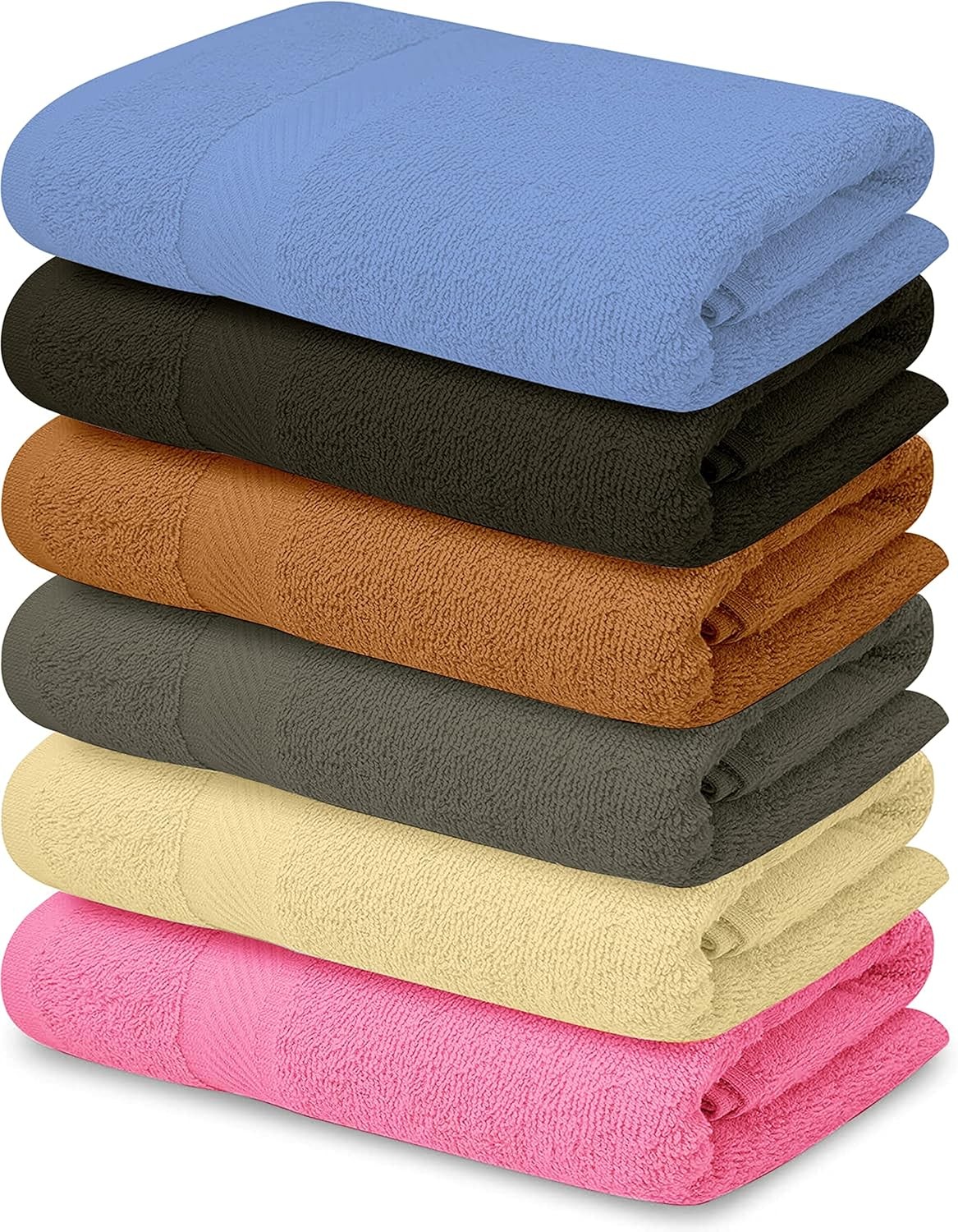 100% Cotton Bath Towels-27x54inch – 6 Pack Shower Towels – Light Weight, Ultra
