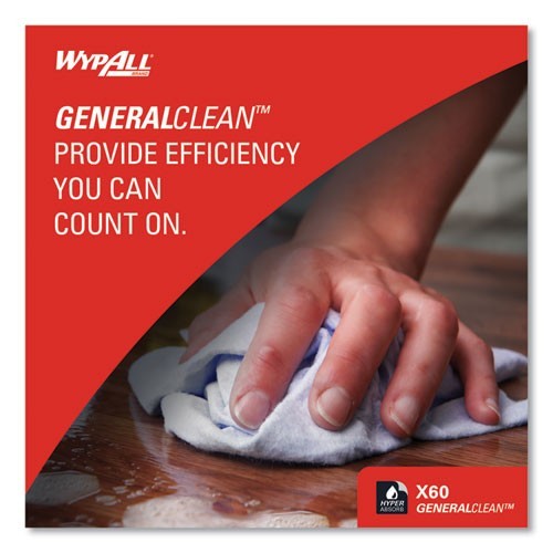 WypAll General Clean X60 Cloths, POP-UP Box, 8.34 x 16.8, White, 118/Box