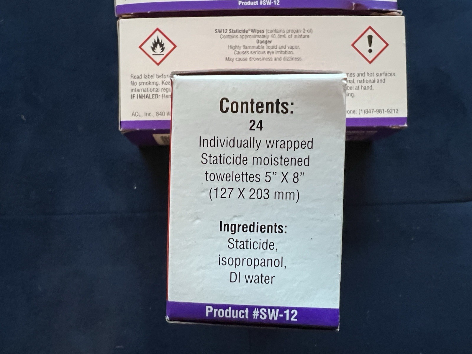 Acl Staticide Wipes Sw12 Anti-Static Wipes 3 Boxes Of 24