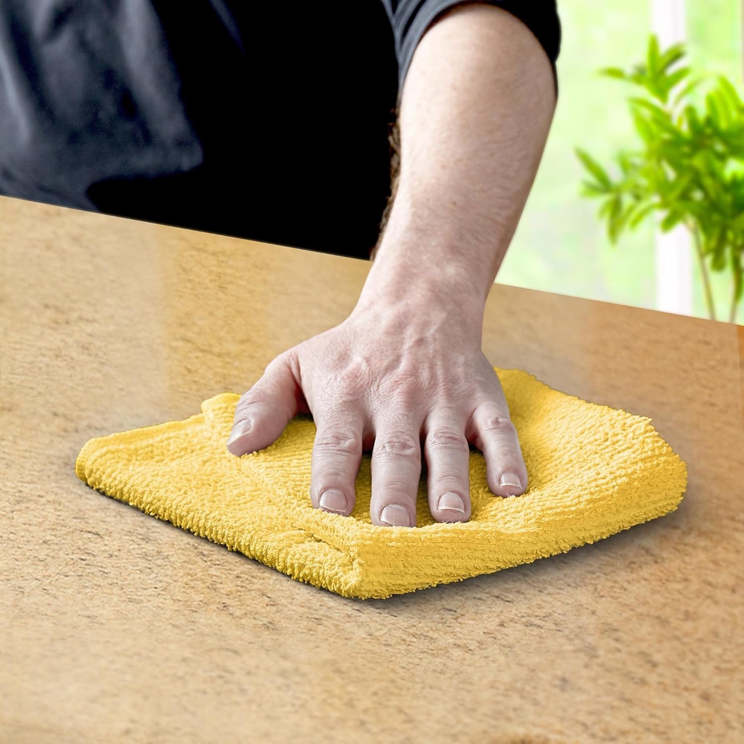 Reusable Cleaning Rags 60 Pack – Durable Yellow Bar Towels