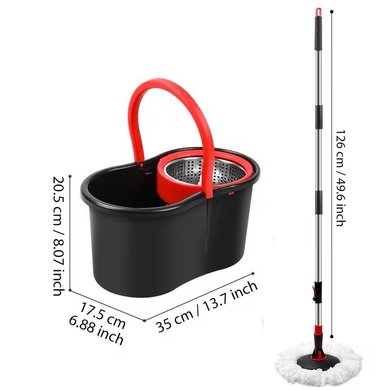 Spin Mop Bucket System 360 Rotating Floor Mop w Microfiber Head