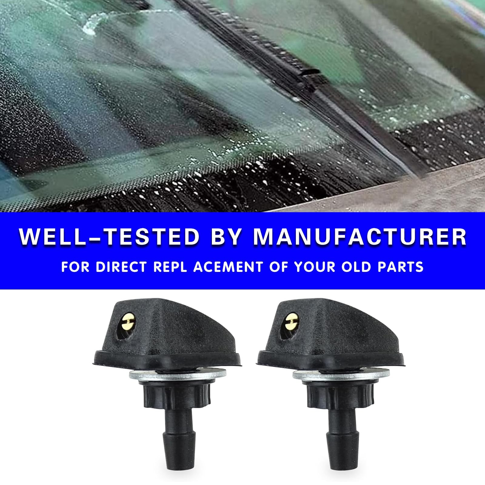 Tesnaao Pack-2 Car Windshield Washer, Automotive 1 inches x 0.6 inches, Black