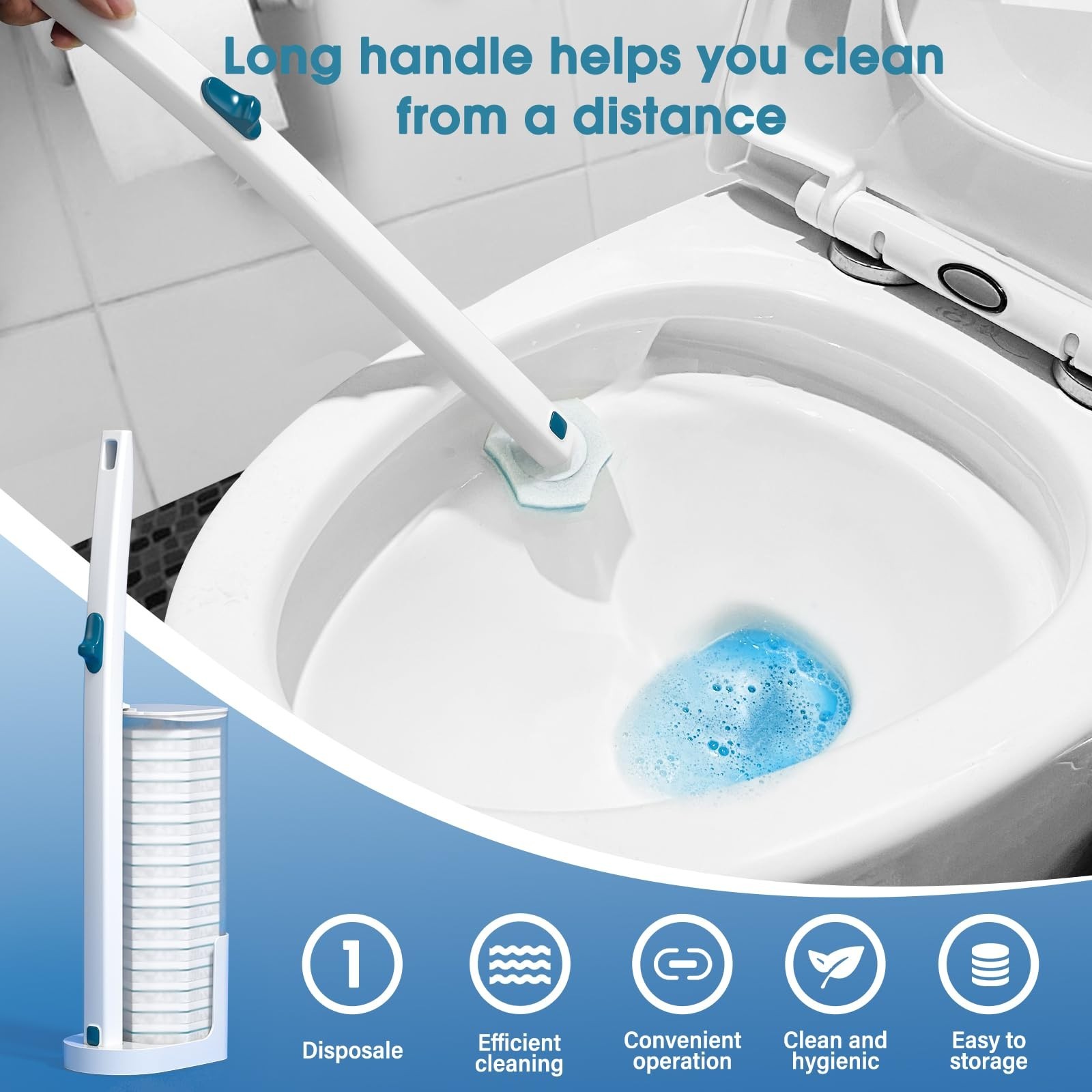 Disposable Toilet Brush with 48 PCS Refills, Disposables Toilets Cleaning Sys…