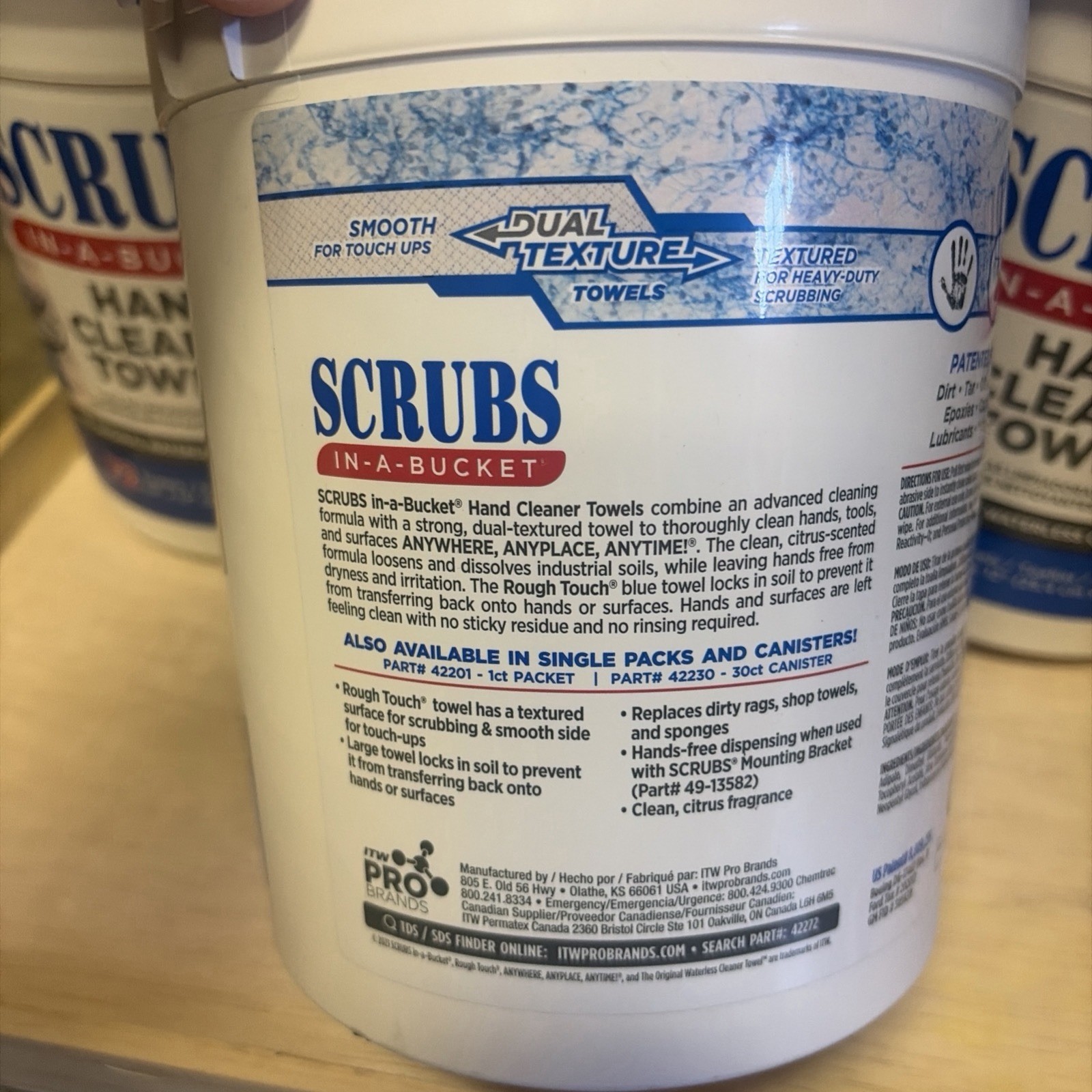 Scrubs In-A-Bucket Hand Cleaner Towels 72 Count Waterless Cleaning Wipes Lot 3