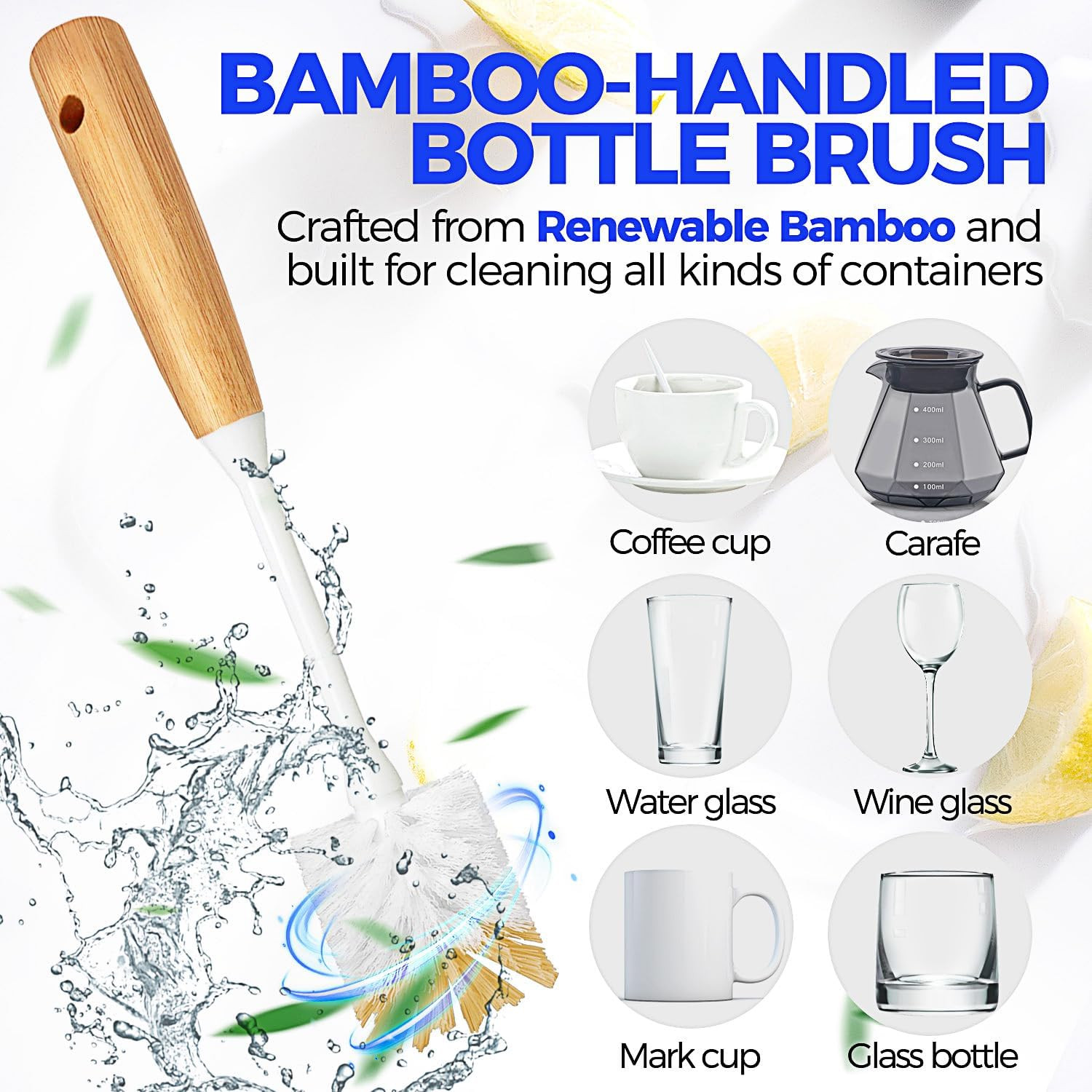 6-Pack Dish Brush Set with Bottle and Straw Brushes, Yellow