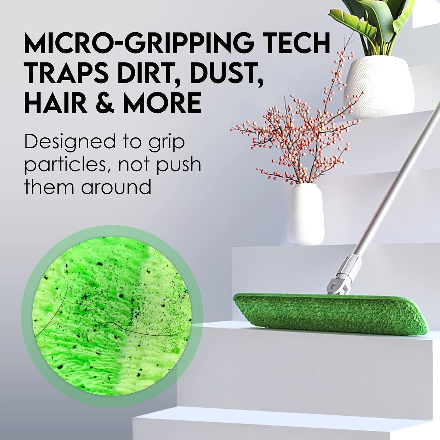 18″ Microfiber Mop Pads 4 Pack, Reusable Washable Cloth Mop Head Replacements