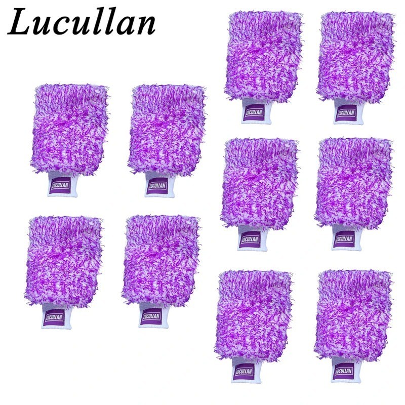 Premium Purple Microfiber Car Wash Mitt Glove Foam Stitch