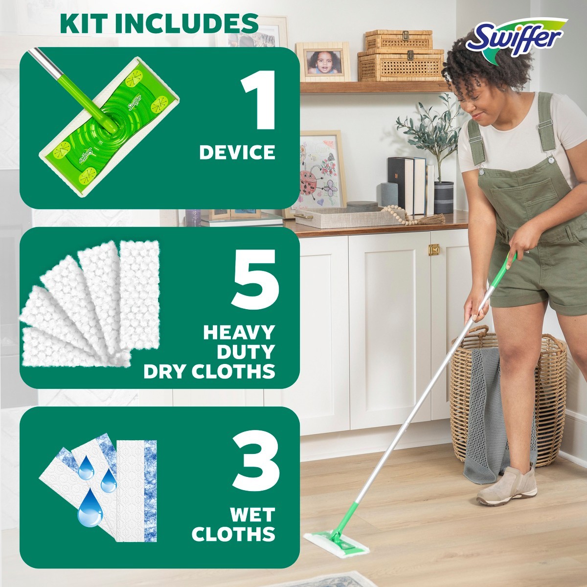 Sweep Mop Starter Kit -9ct: Multi-Surface Cleaning Tools, Plastic Material