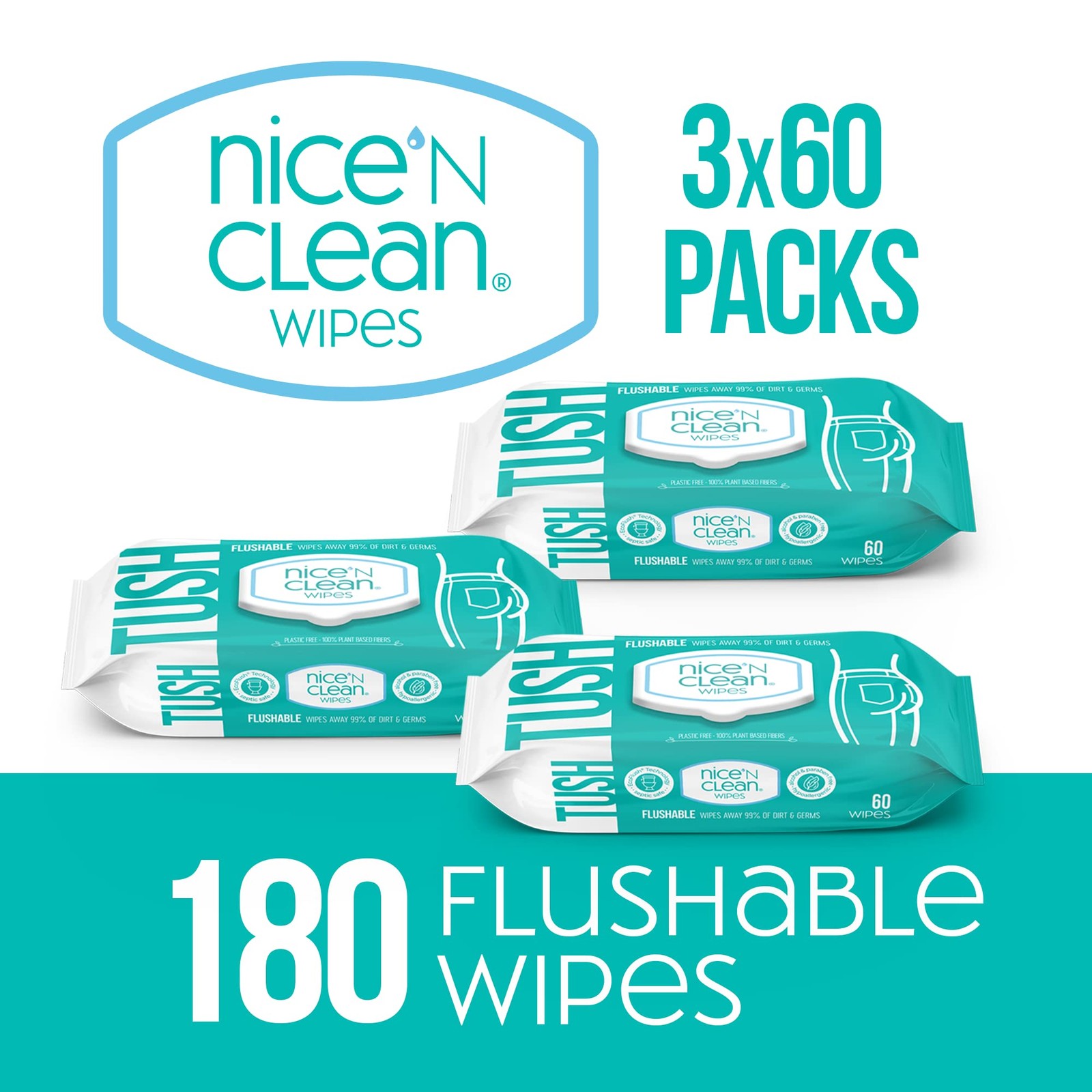 Nice ‘N Clean Nice N Clean Adult Flushable Wipes 3 X 60 Count Personal