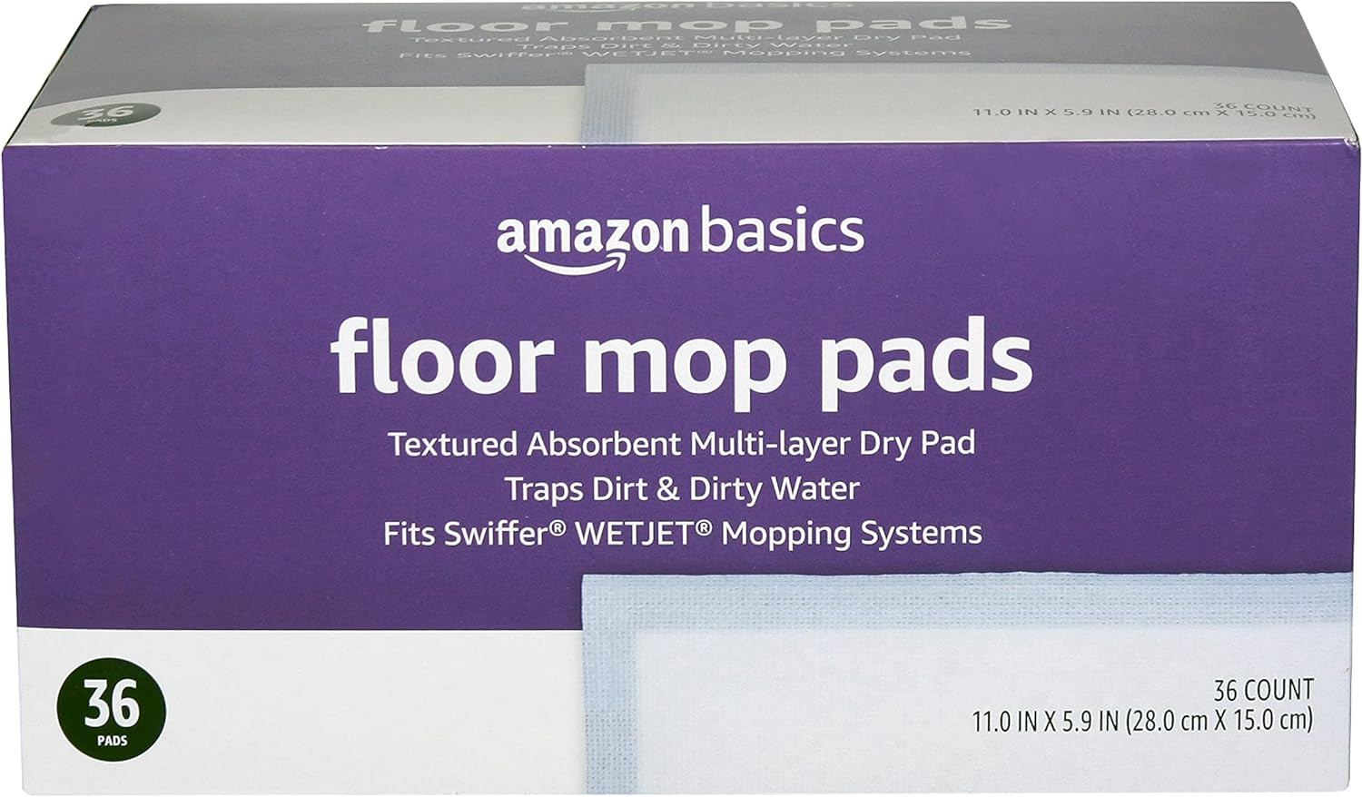 Amazon Basics Dry Floor Mop Pads, 36 Count (Previously Pack of 1, White