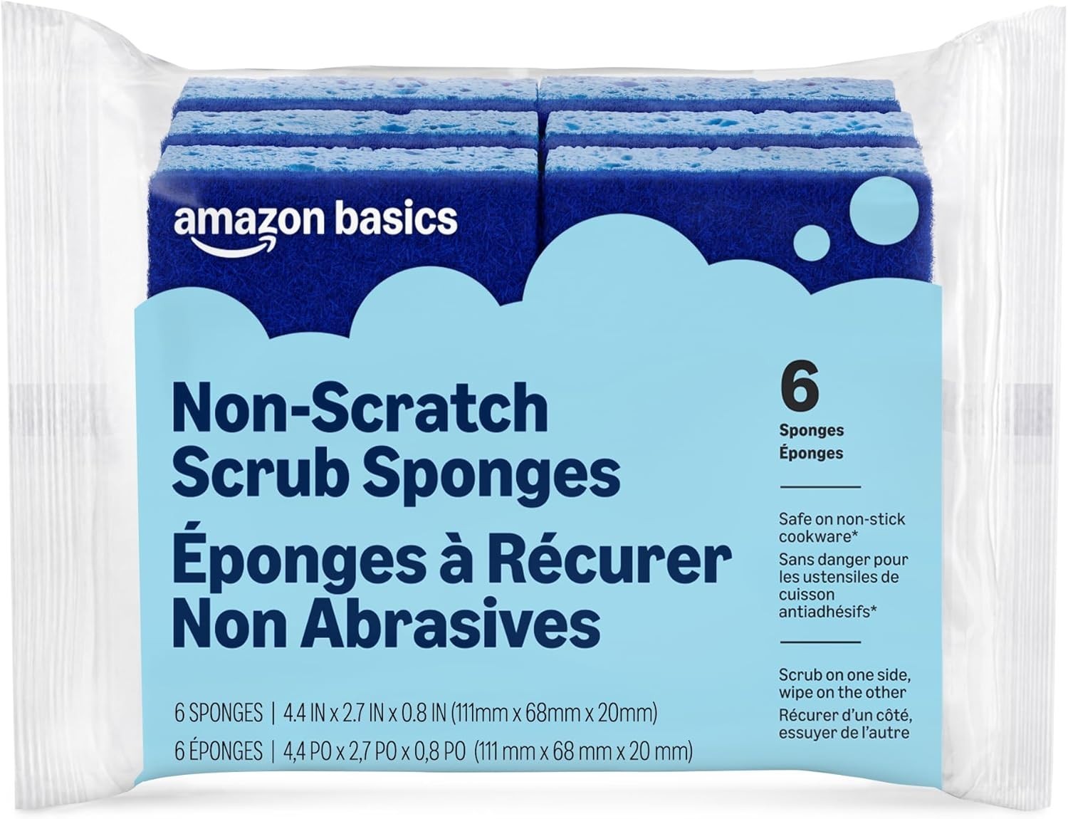 100 Pack Non Scratch Kitchen Sponges Heavy Duty Dish Cleaning Scrubber Pads Set