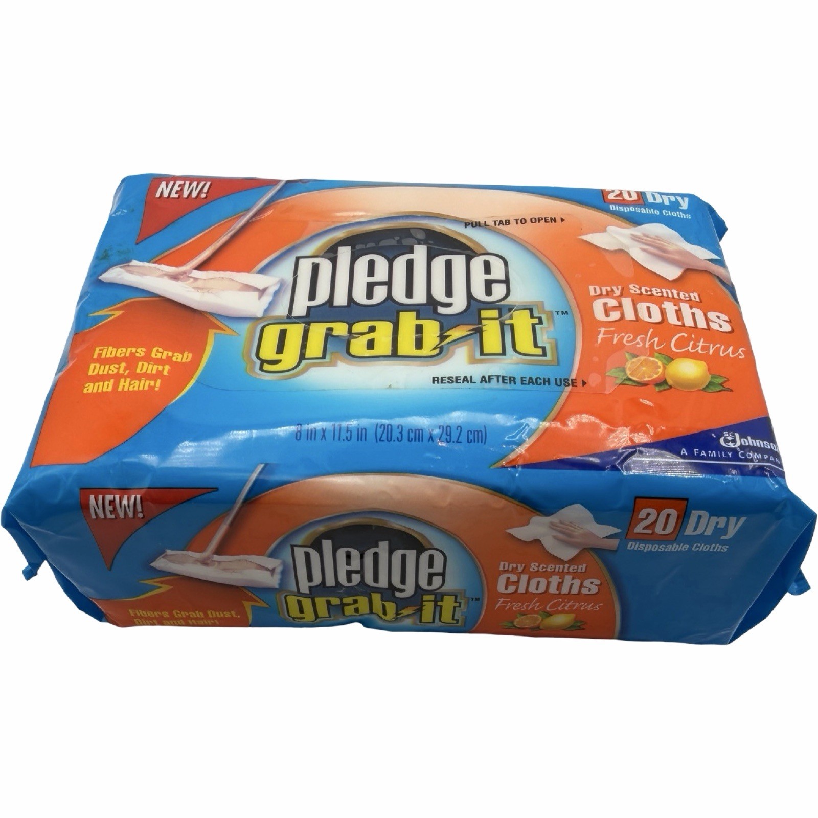Vintage Pledge Grab-It Dry Scented Cloths Fresh Citrus 20 Ct Unopened Retired