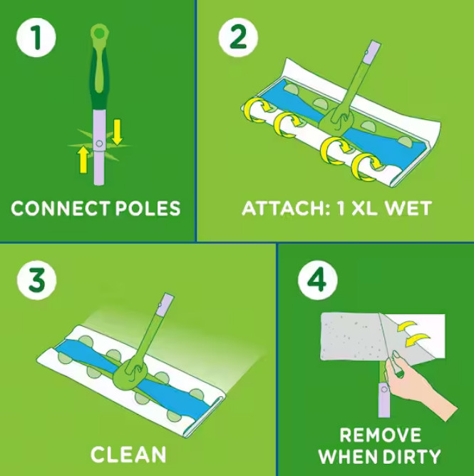 🧹 Swiffer XL Wet Mopping Cloth Refills 72 Ct Fresh Scent Case 🌿
