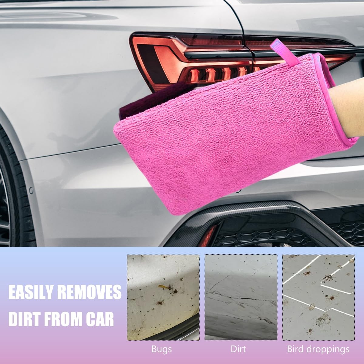 2 PCS Clay Mitt, Scratch-Free Microfiber Clay Towel Mitt for Car Purple