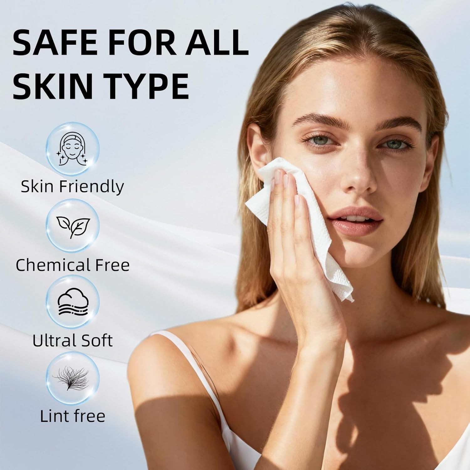 Clean Towels XL Disposable Face Towels (50 Count, 25x30cm) – Makeup Remover Dry