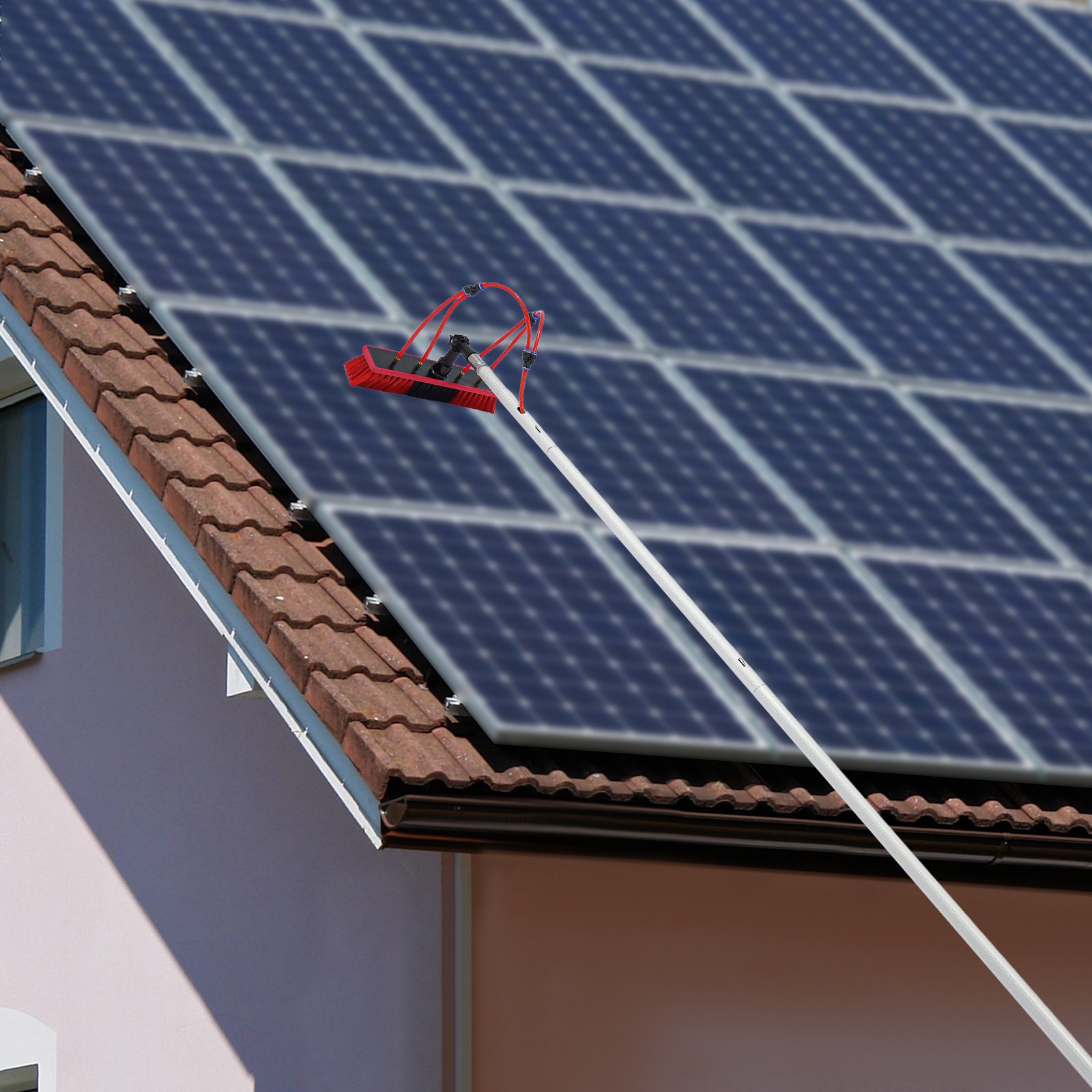 Solar Panel Cleaning Brush Outdoor Window Adjustable Pole Cleaning Kit Modern