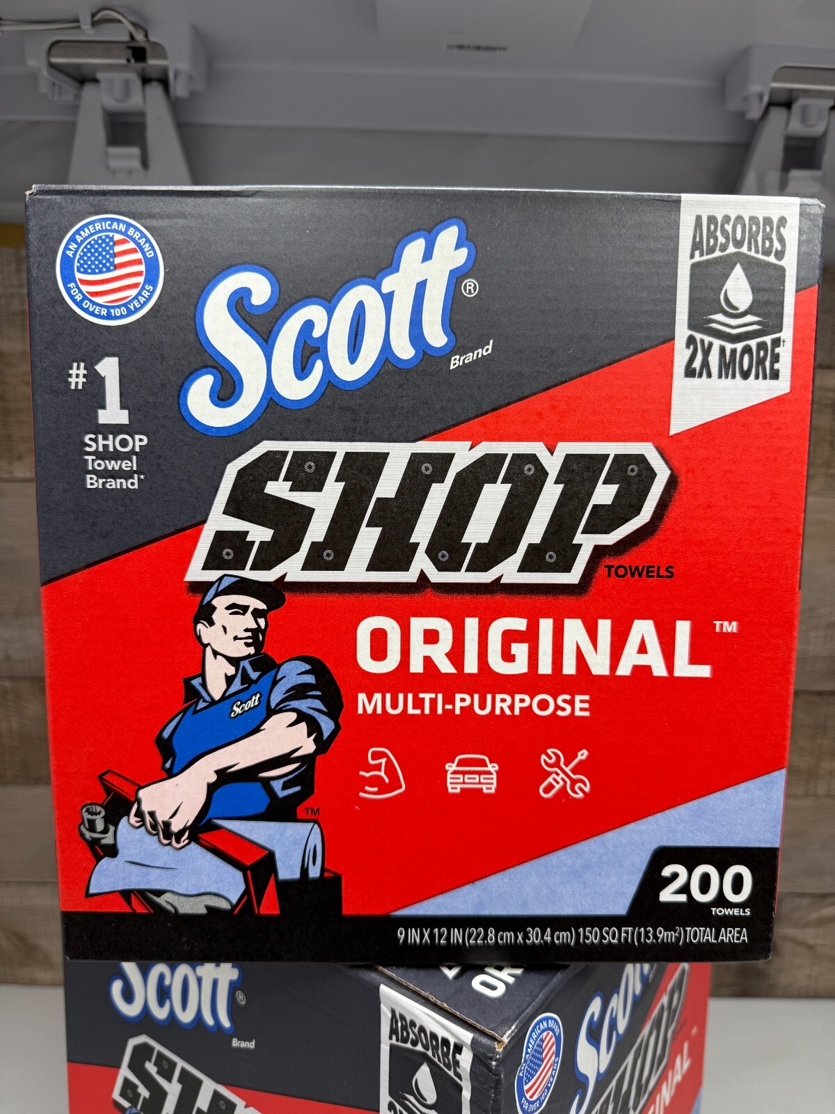 Scott Shop Towels Original Blue Pop-Up Dispenser Box 200 Towels 2 Packs