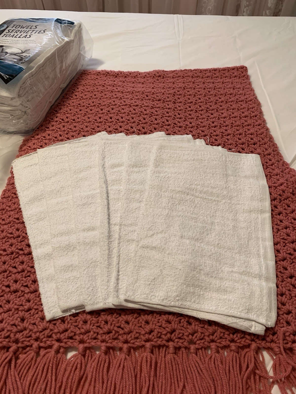 ❤️100% Cotton Shop Towels, White, 13 in x 17 in, 6 count Open Package