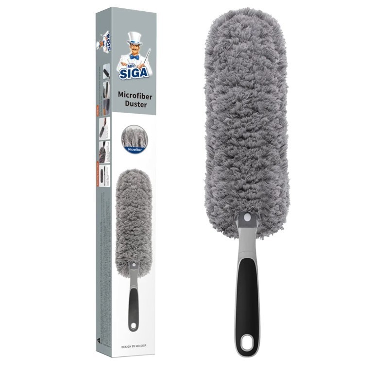 MR.SIGA Lint Free Microfiber Duster, Washable Duster Gray