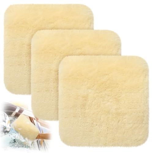 3 Pcs Wool Car Wash Pad Wash Mitts Plush Synthetic Polish Pads for Car