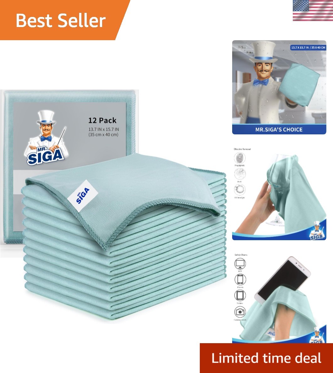 Ultra Fine Green Microfiber Cloths, 12 Pack – Ideal for All Delicate Surfaces