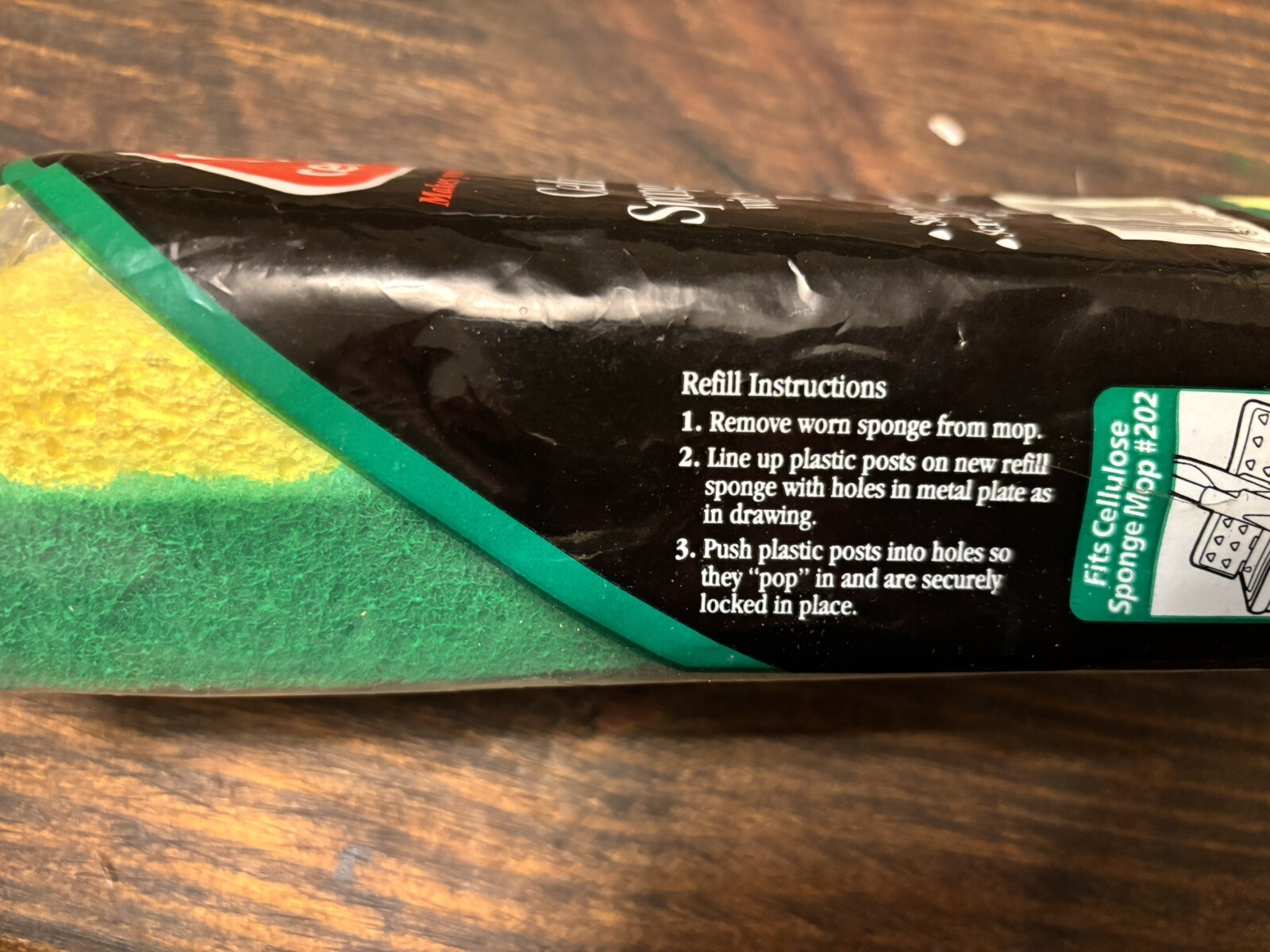 O Cedar Sponge Mop Refill Cellulose Sponge W/ Scrubber Item #252 NEW
