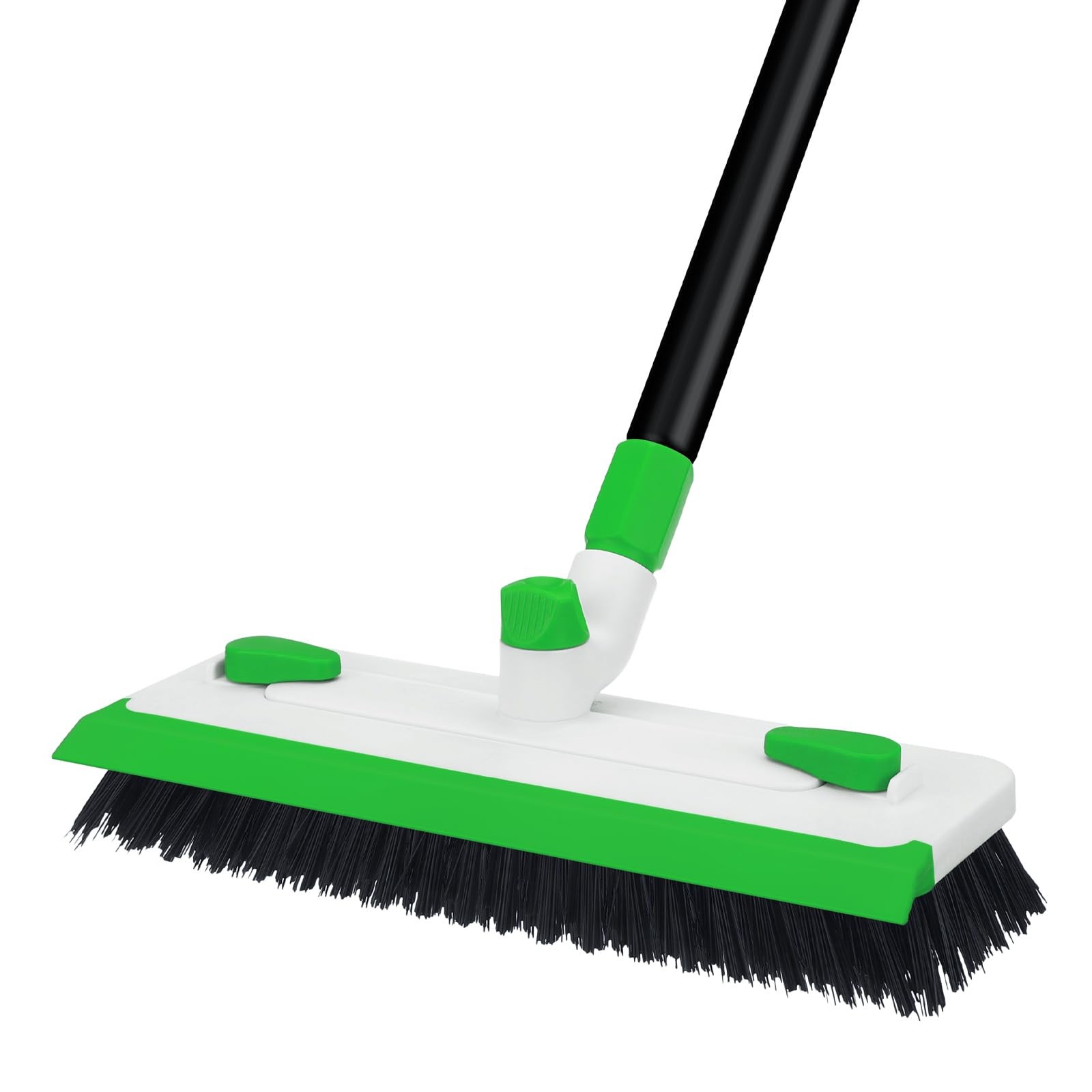 Floor Scrub Brush with Long Handle, 3-in-1 Scrape Scrubber Green