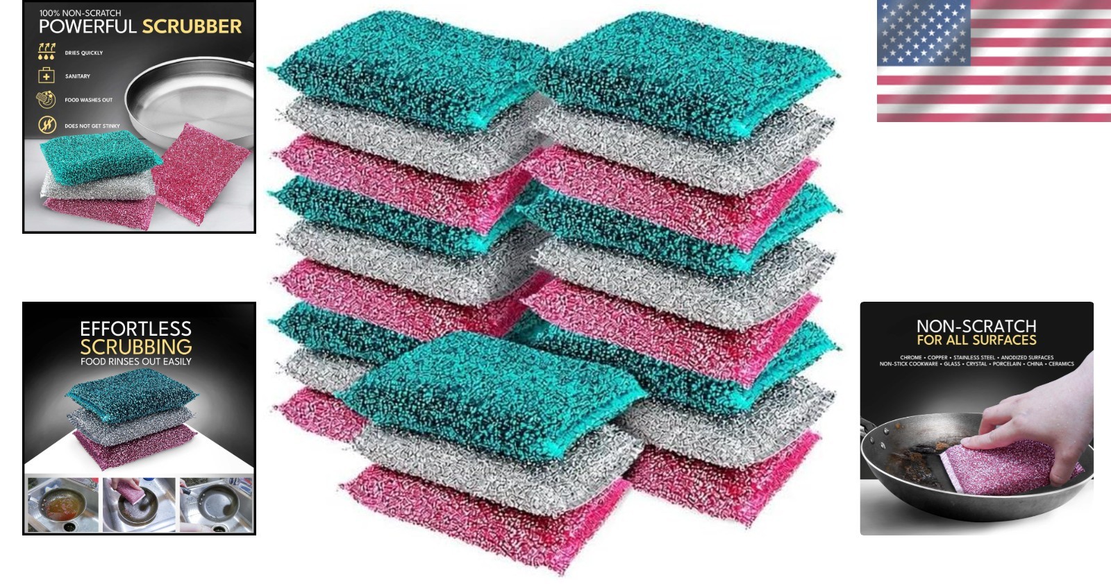 Durable Cleaning Scrubbers for Kitchen 30 Pcs