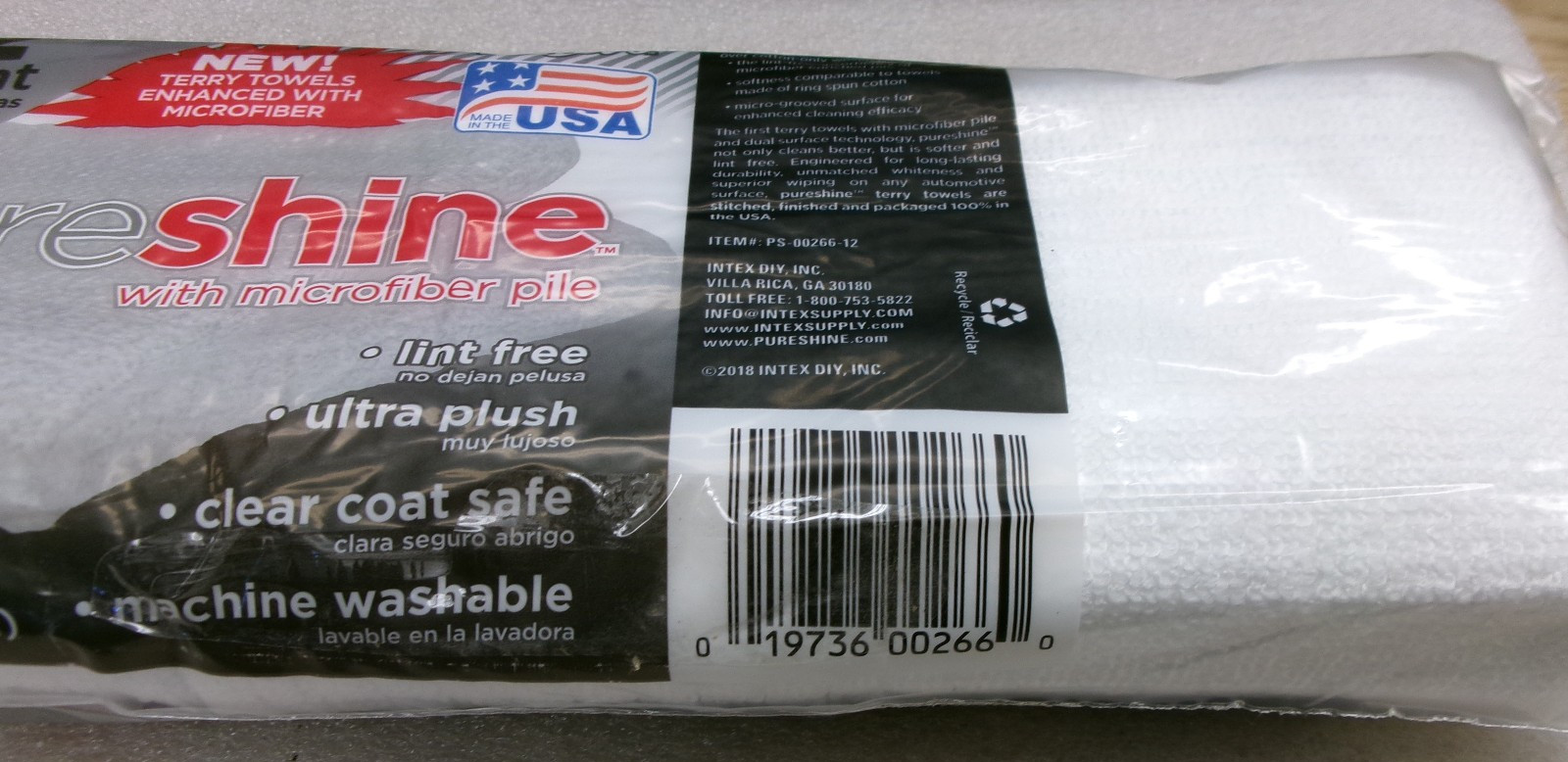 INTEX PURESHINE MICROFIBER TERRY TOWELS 12 PACK 14 x 16″ inches NEW #578B
