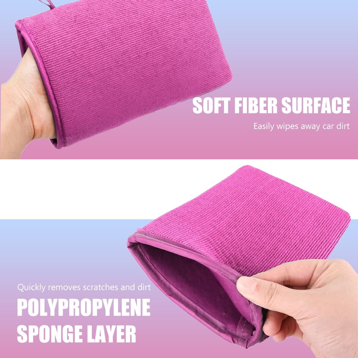 2 PCS Clay Mitt, Scratch-Free Microfiber Clay Towel Mitt for Car Purple