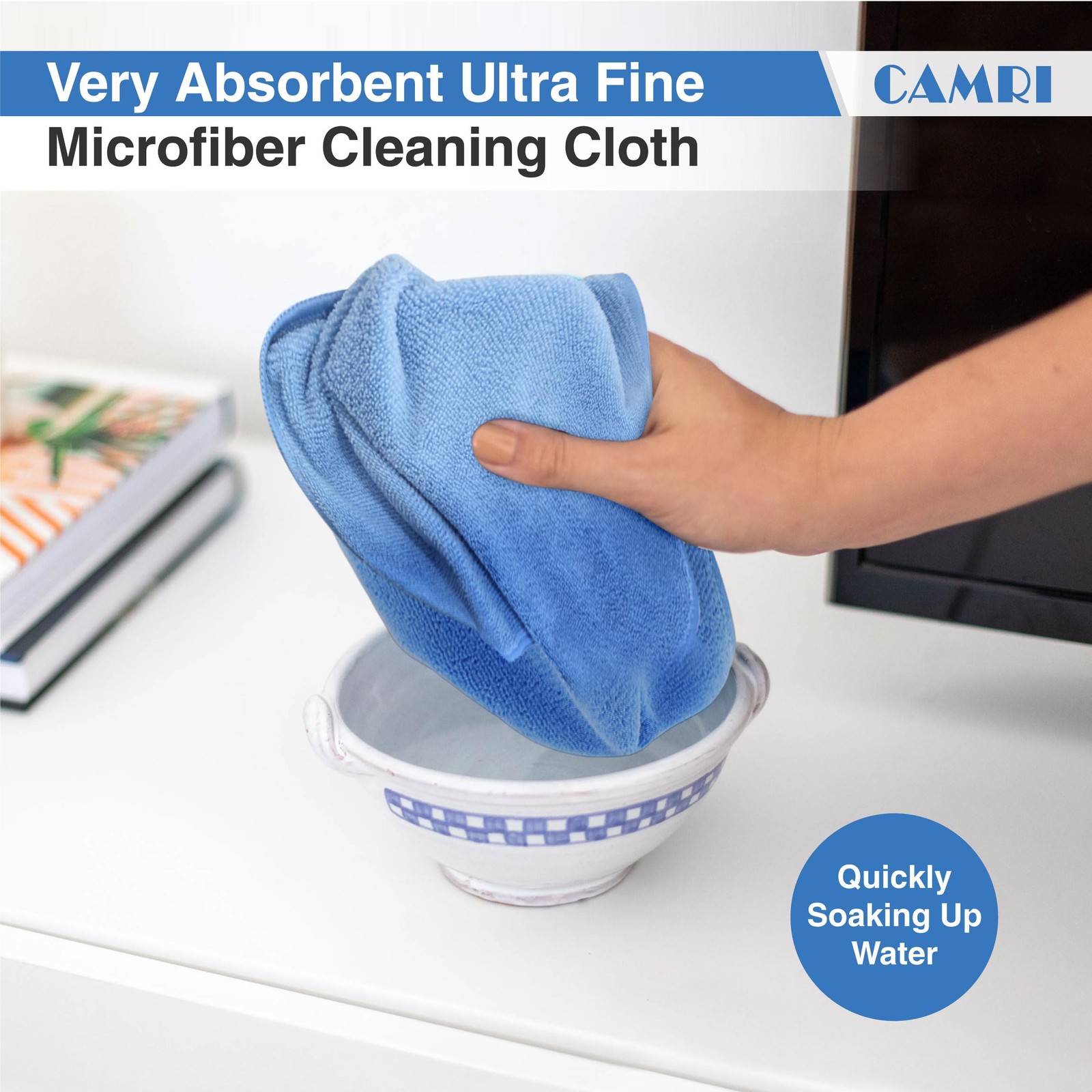 Microfiber Towel Cleaning Cloth – Pack of 12, Size 12.6” x 12.6”, Blue, Lint …