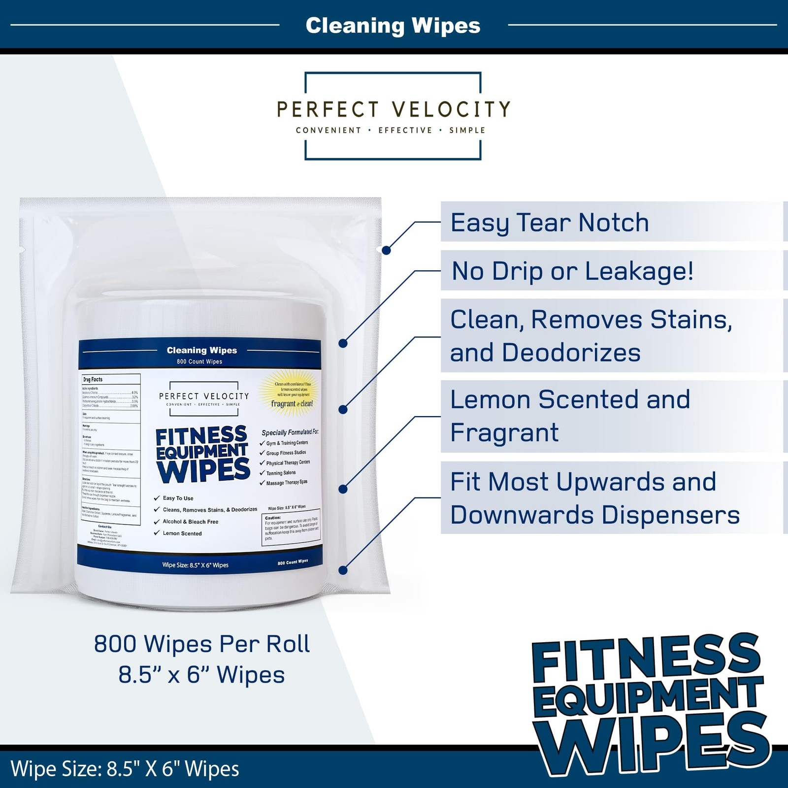 Fitness Gym Equipment Wipes – 4 Rolls of 800 Pre-Moistened Cleaning Refill We…