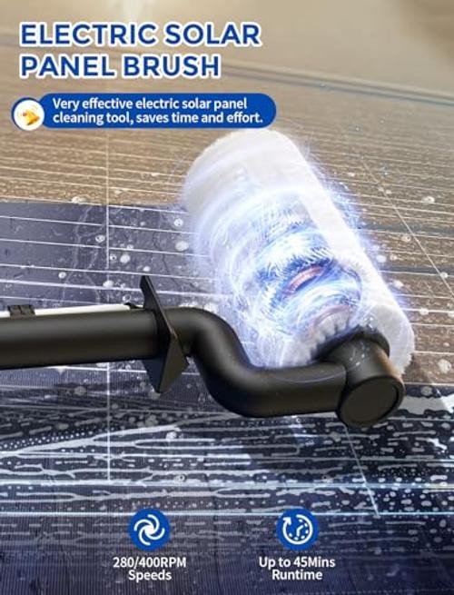 Solar Panel Cleaning Brush, Electric Solar Panel Cleaning Kit | With 20.34ft