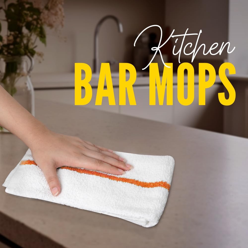 Avalon Towels Terry Bar Mop Towels (Value Pack of 60) Size 16 x19 Absorbent and