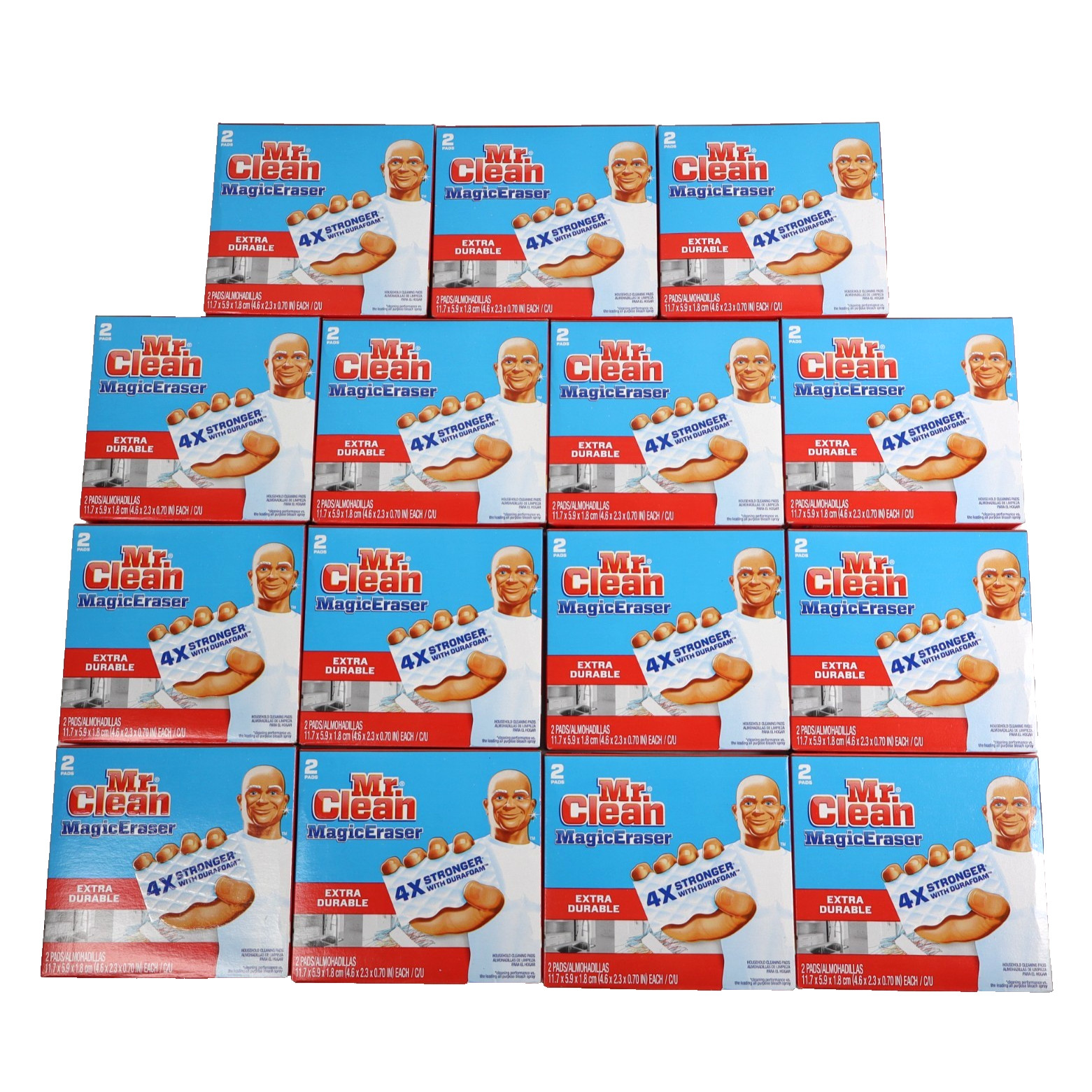 15 PACK Mr. Clean Magic Eraser 5xStronger Extra Durable 2 Ct Each (30 Ct Total)