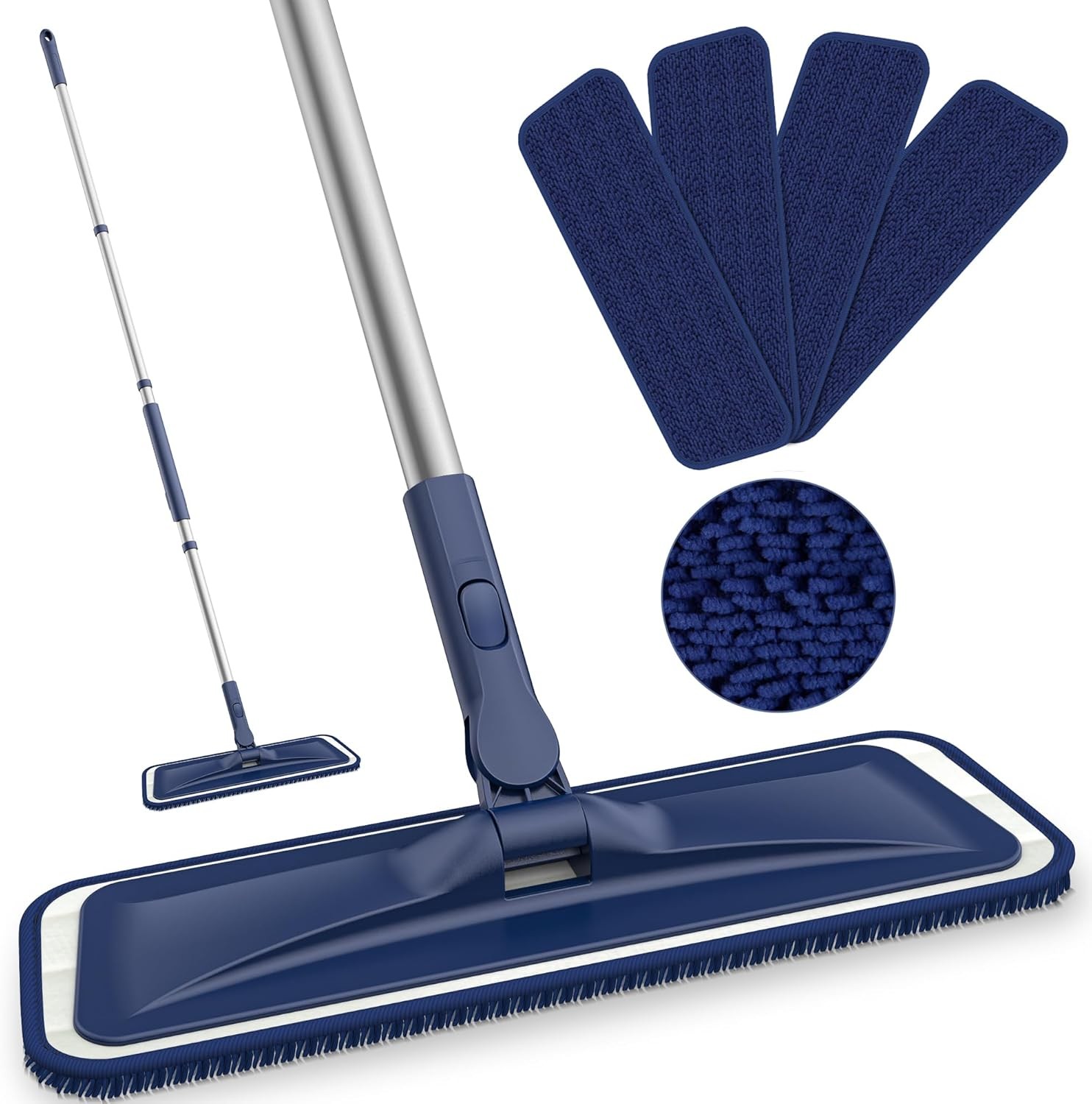 BPAWA Microfiber Flat Mop with 4 Reusable Pads for Hardwood Tile Vinyl Floor